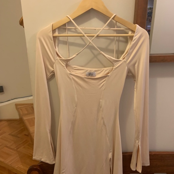 Oh Polly Salome Dress Beige US 6 - Picture 2 of 2